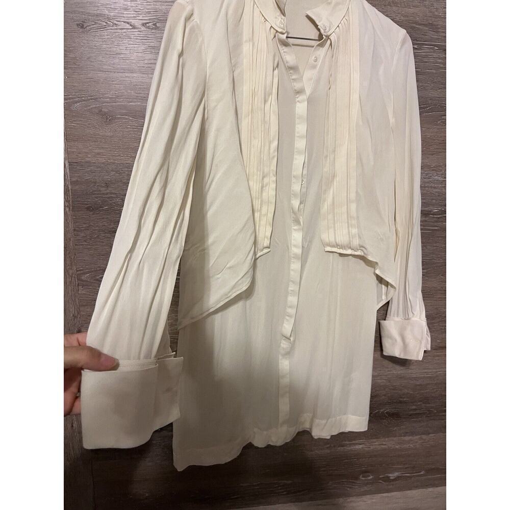 Marchesa Voyage Women Ivory Sz 2 Small Silk Top Blouse Cottagecore Peasant
